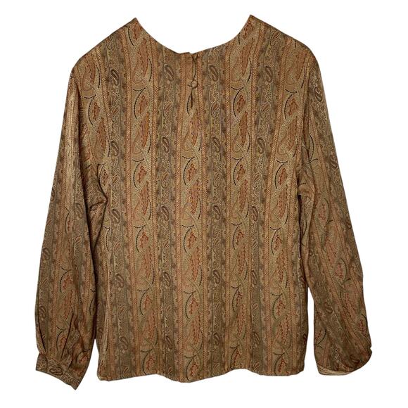 Lilli Ann Vintage Paisley Jacquard Blouse and Matching Scarf size 14 - Picture 3 of 6